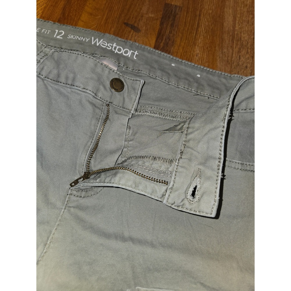 Westport Women 12 Olive Green Signature Fit Skinny Floral‎ Embroidered Pants - Picture 3 of 10